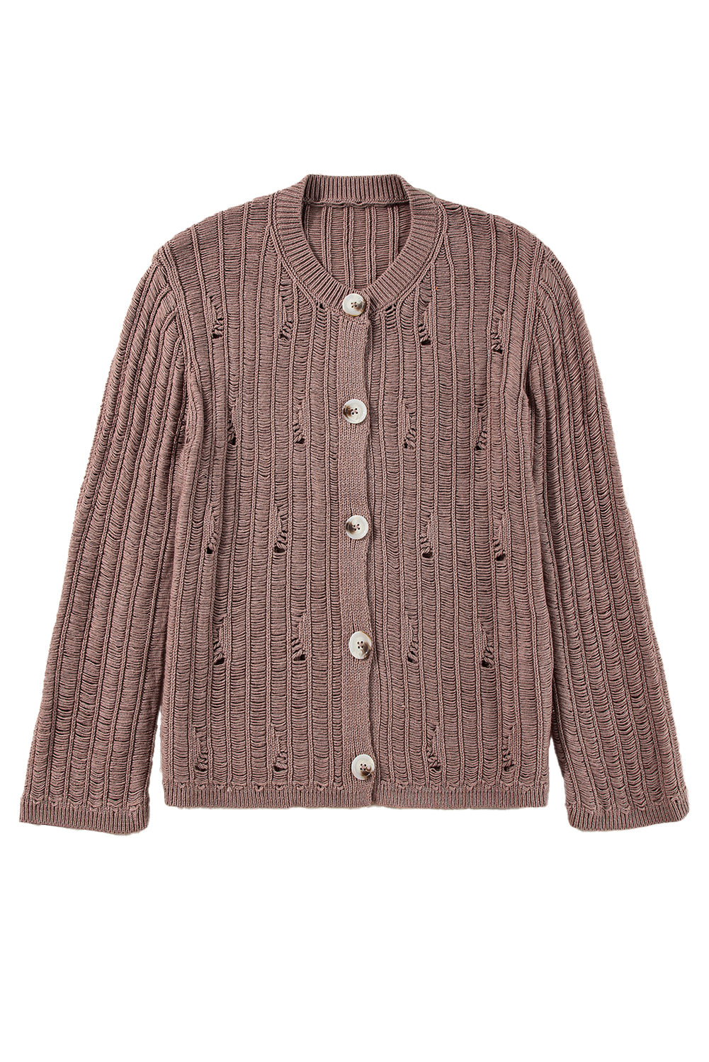 Cardigan boutonné en tricot texturé découpé en chèvre