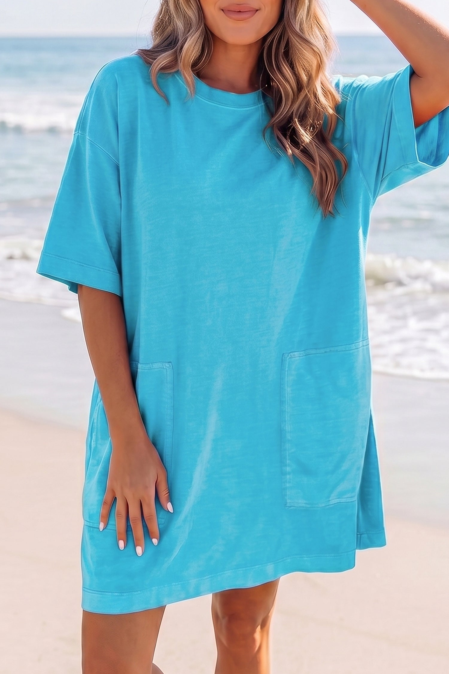 mini dress loose Light Blue Drop Shoulder Loose Casual T Shirt Mini Dress – HannaBanna  Clothing