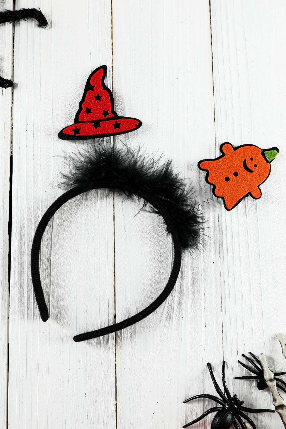 Black Halloween Witch Hat Plush Decor Hairband