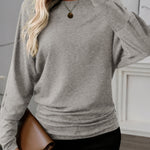 Light Grey Solid Color Extended Cuffs Long Sleeve Top