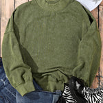 Green Drop Shoulder Crew Neck Pullover Sweatshirt