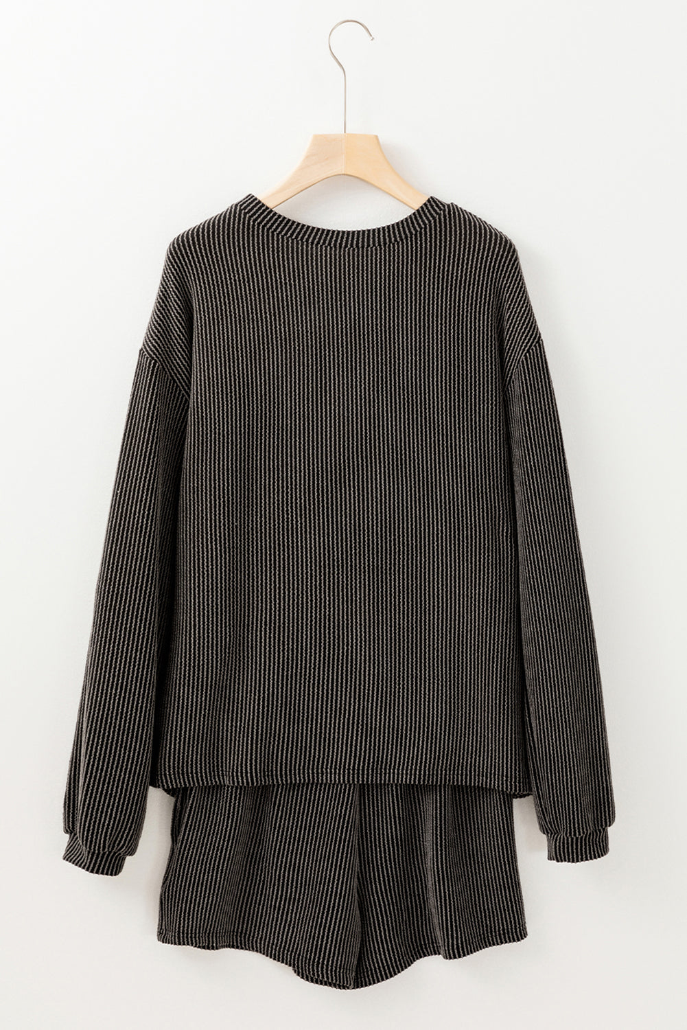 Ensemble short à manches longues et cordon de serrage à motif cœur XOXO gris carbone