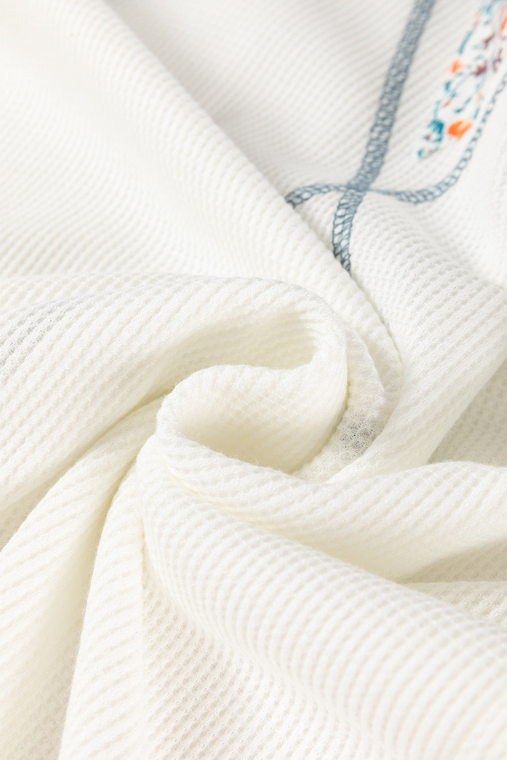 Haut raglan en maille gaufrée à motif patchwork floral blanc