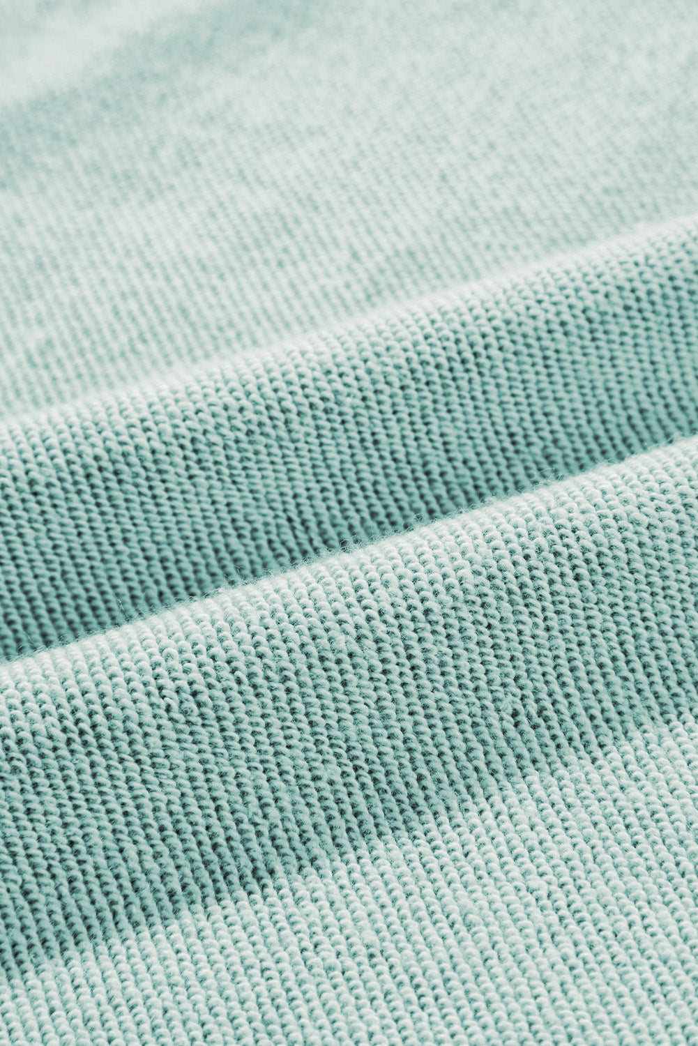 Sweat-shirt raglan bleu minéral en maille gaufrée à coutures apparentes