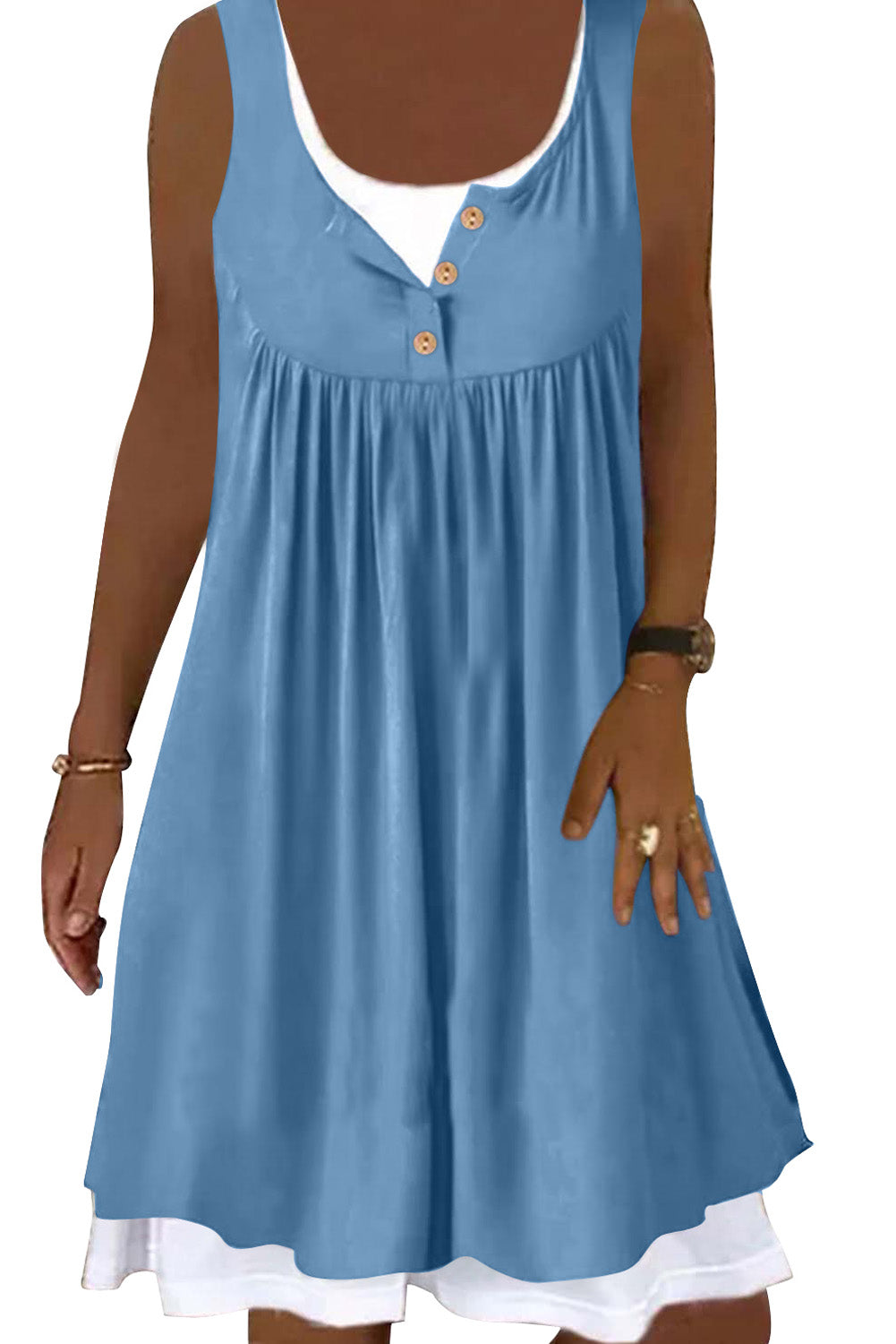 Mini-robe sans manches en deux pièces à volants