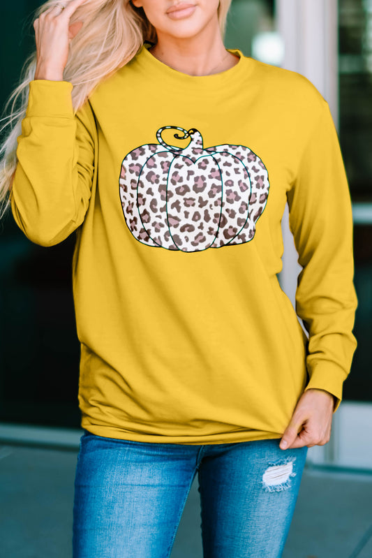 Sweat-shirt blanc à imprimé animal et citrouille d'Halloween