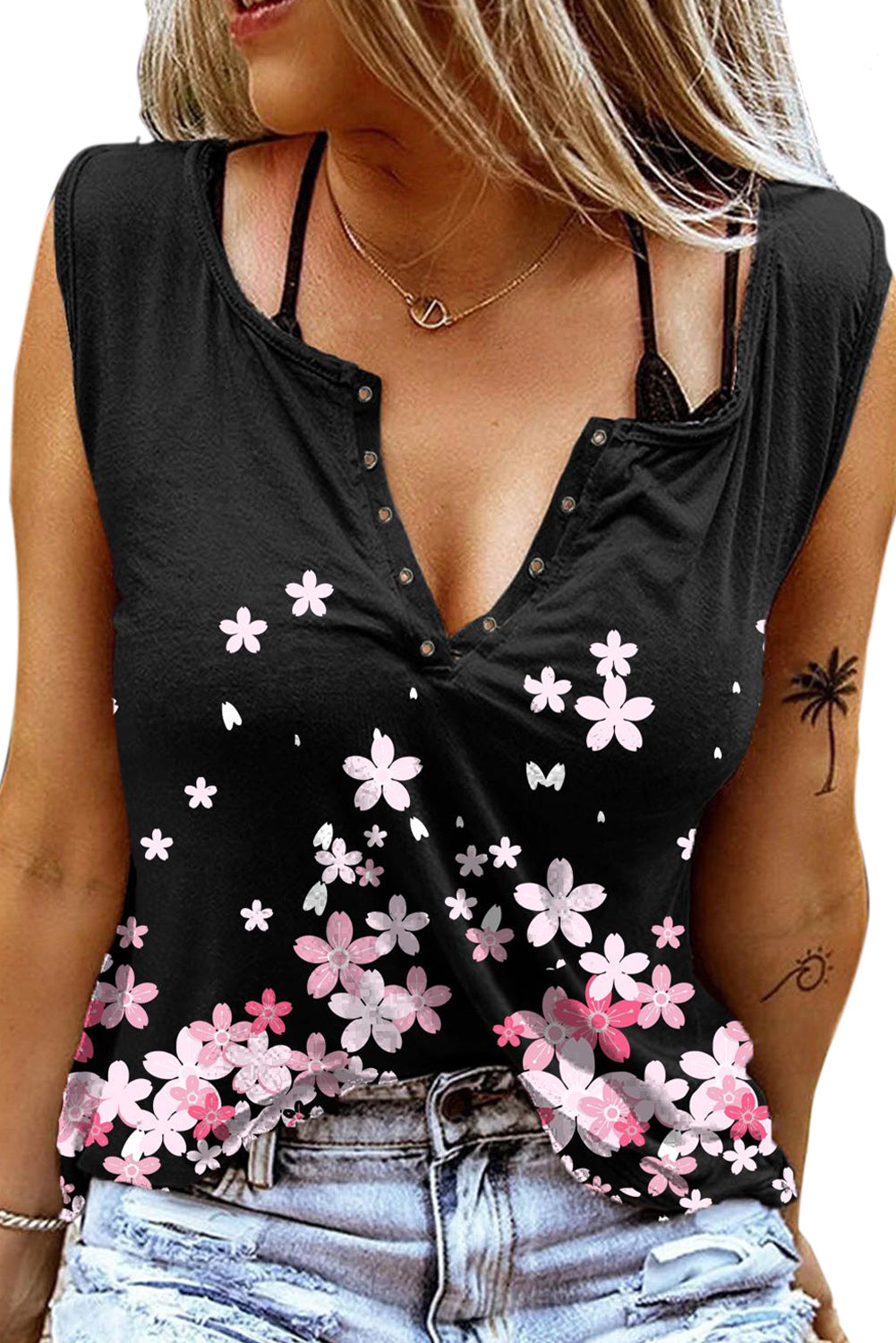 Débardeur uni slim à col en V