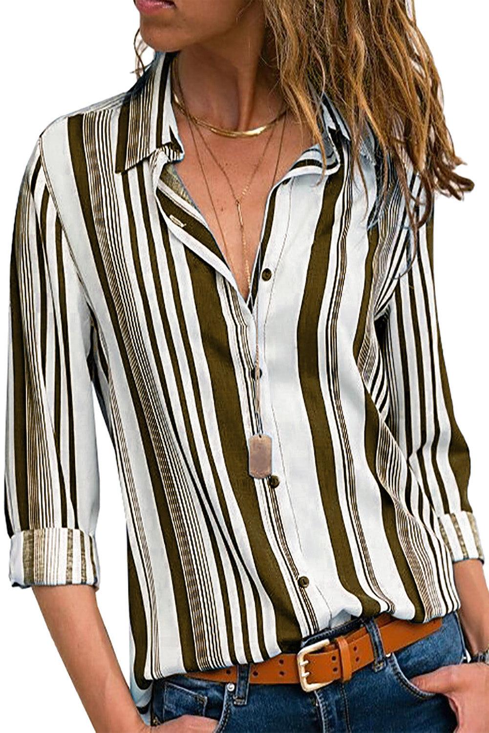 Blue Striped Modern Women Shirt - HannaBanna Clothing