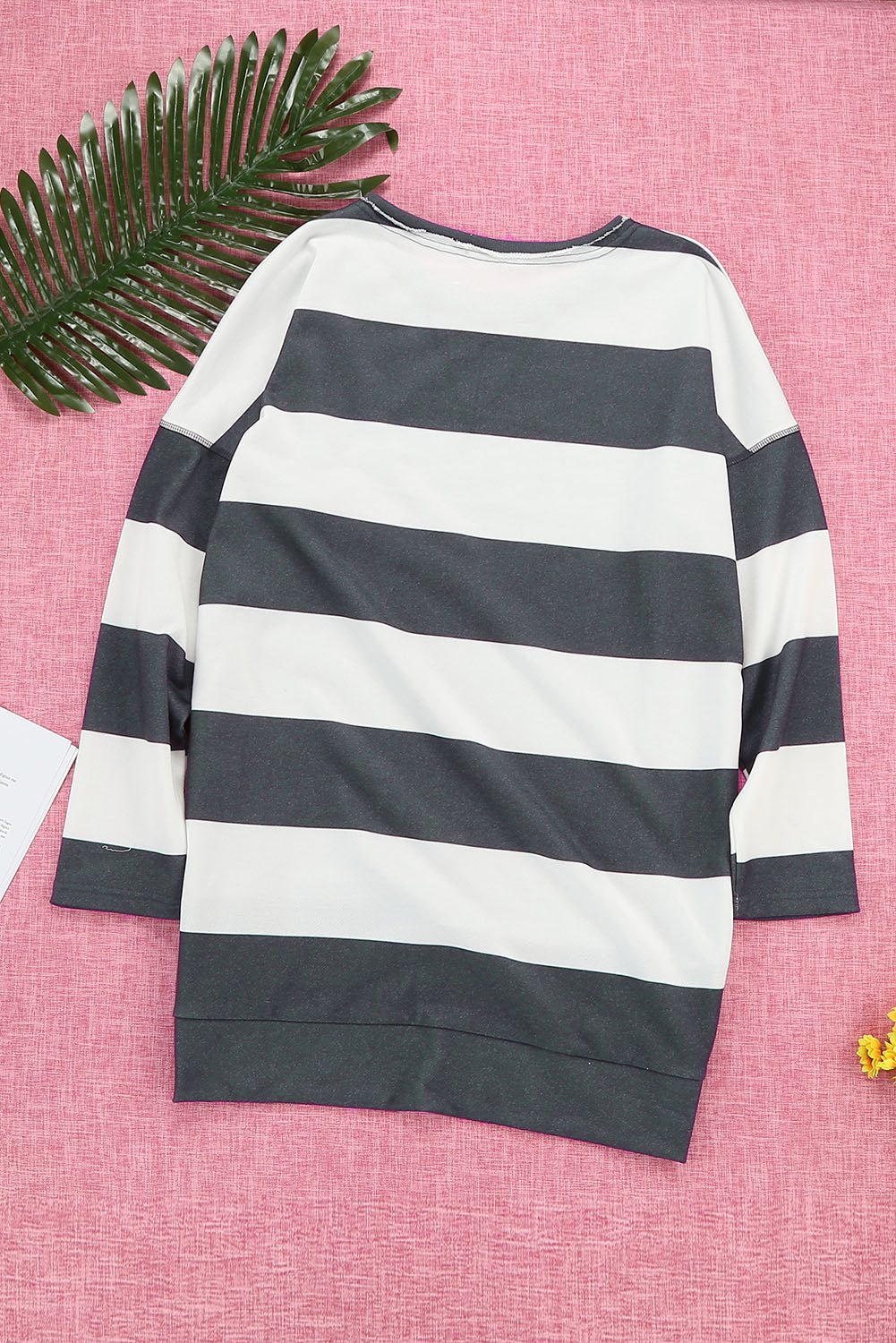 Sweat-shirt oversize décontracté à col rond et fente latérale