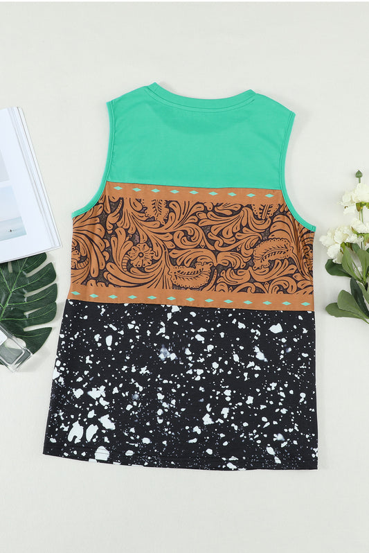 Camiseta tie-dye Buckstitch Green Color-block