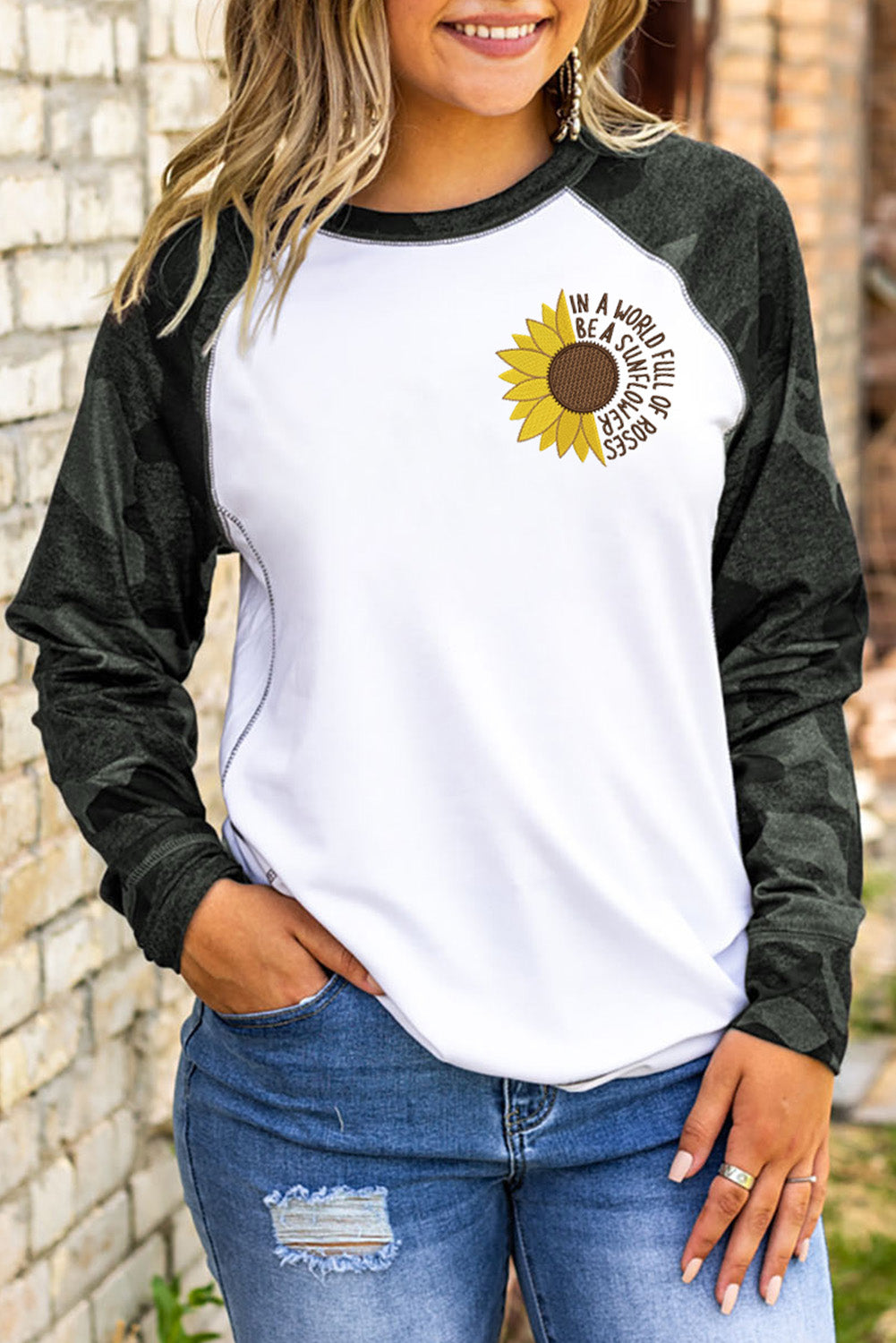 Crewneck Camo Print Long Sleeve Sweatshirts