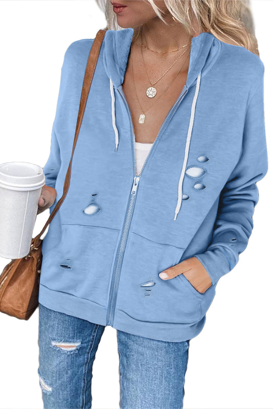 Sweat à capuche avec poche zippée déchirée