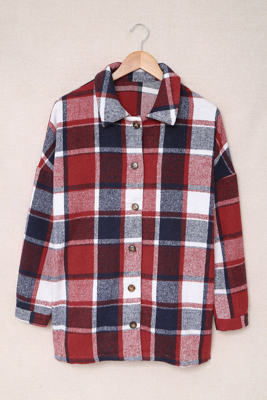Chaqueta estilo camisa con botones y estampado de cuadros