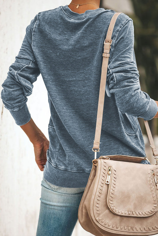 Funny Skeleton Print Round Neck Halloween Sweatshirt