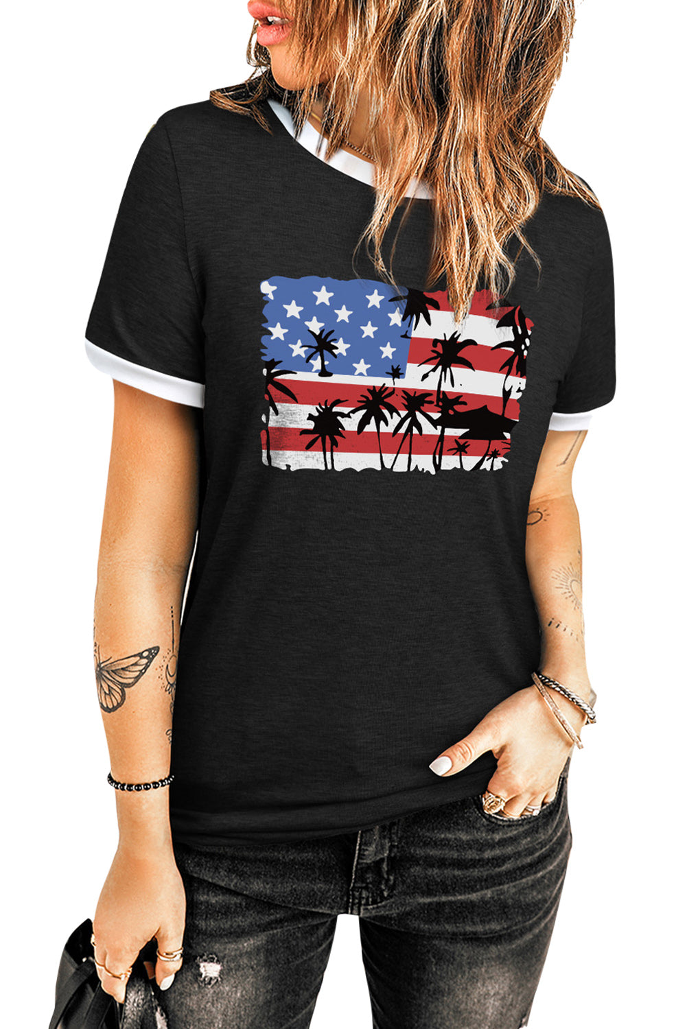 Top de manga corta con cuello redondo