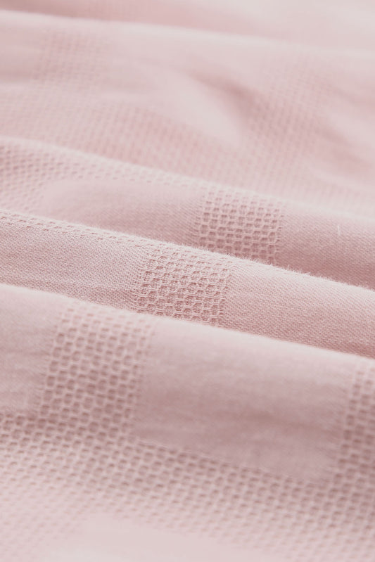 Square Neck Jacquard Short Sleeves Top