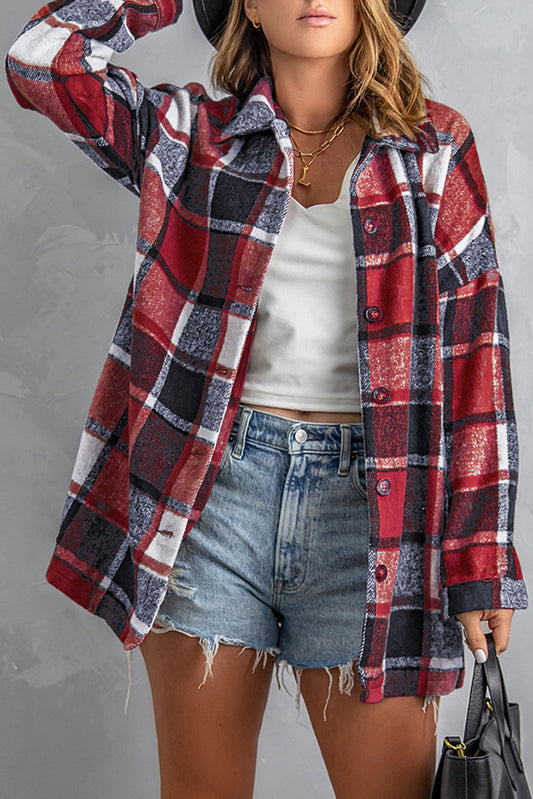 Chaqueta estilo camisa con botones y estampado de cuadros
