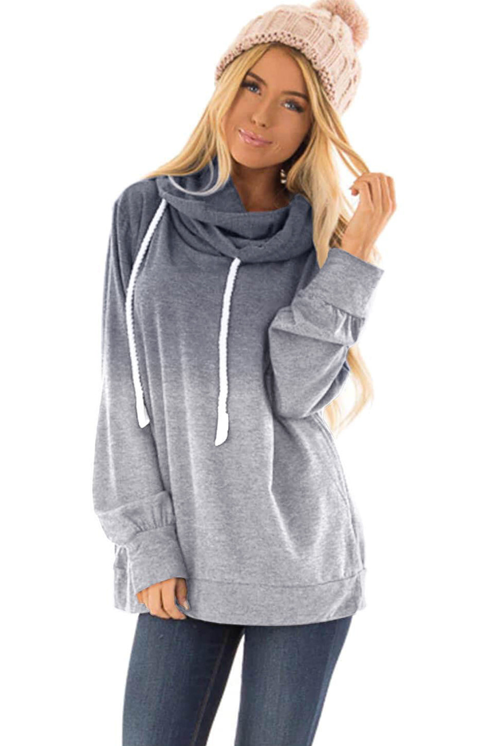 Sweat à capuche à manches longues et pull ombré