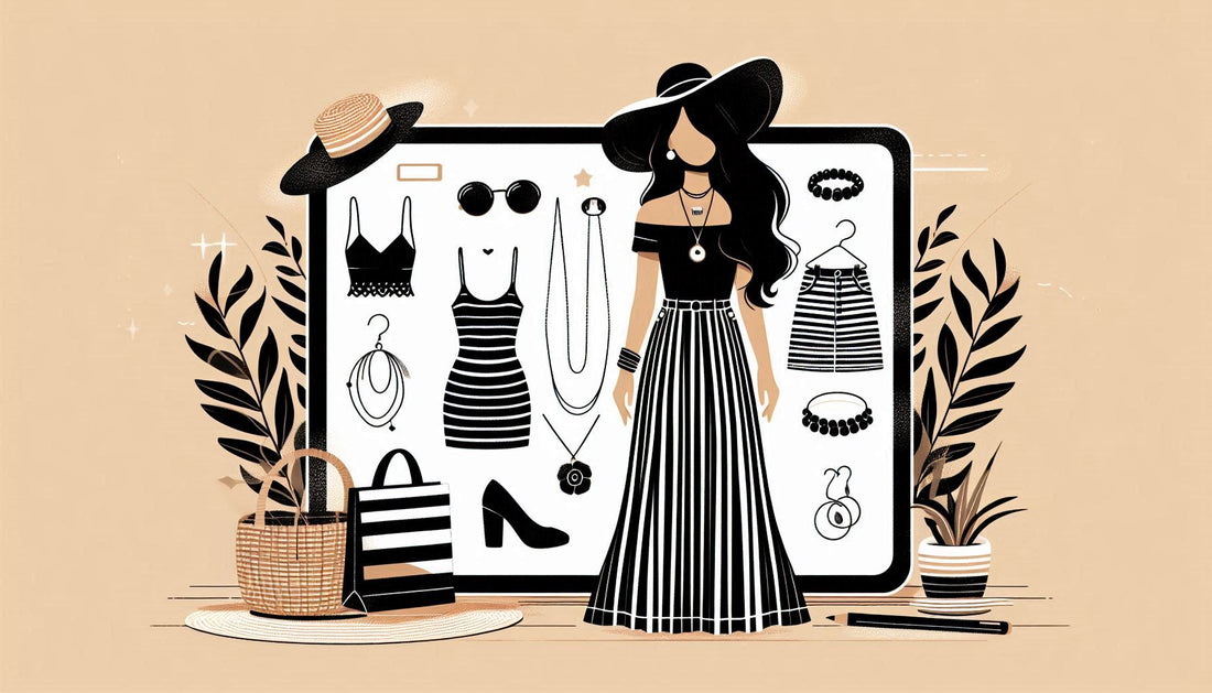 How Can I Accessorize A Black And White Striped Maxi Skirt?