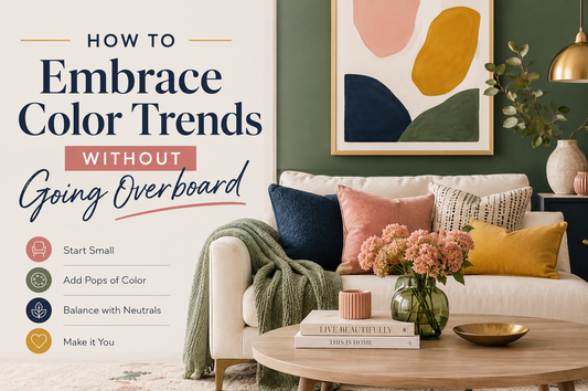 Create a featured blog post image for an article about ‘How to Embrace Color Trends Without Going Overboard' with the dimensions 1000px x 664px containing an image representing How to Embrace Color Trends Without Going Overboard 