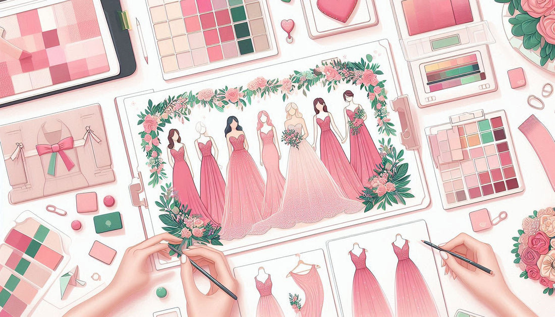 What Are Some Recommended Colors For Bridesmaid Dresses In A Pink And Green Themed Wedding?