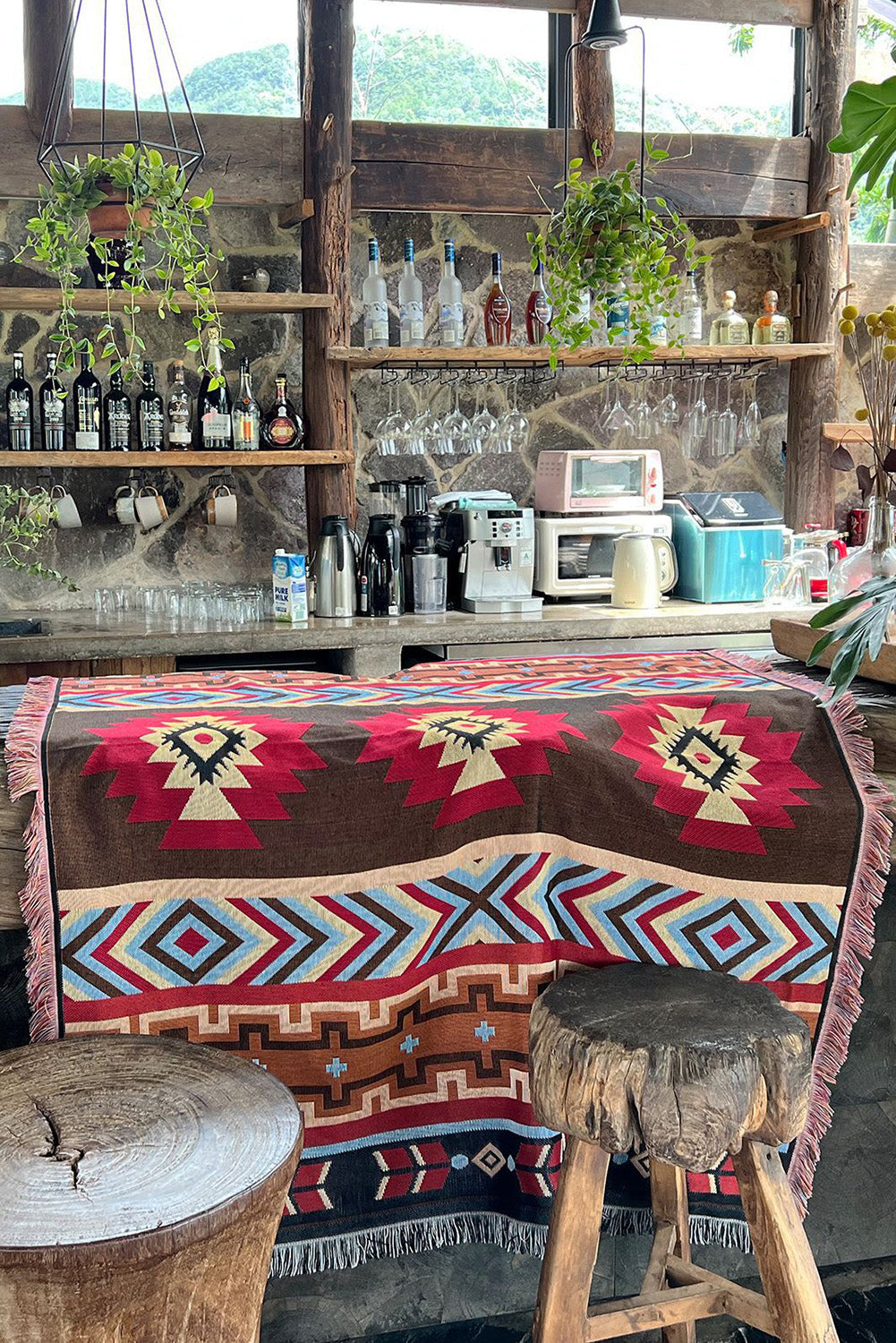 Western Pattern Tasseled Large Blanket