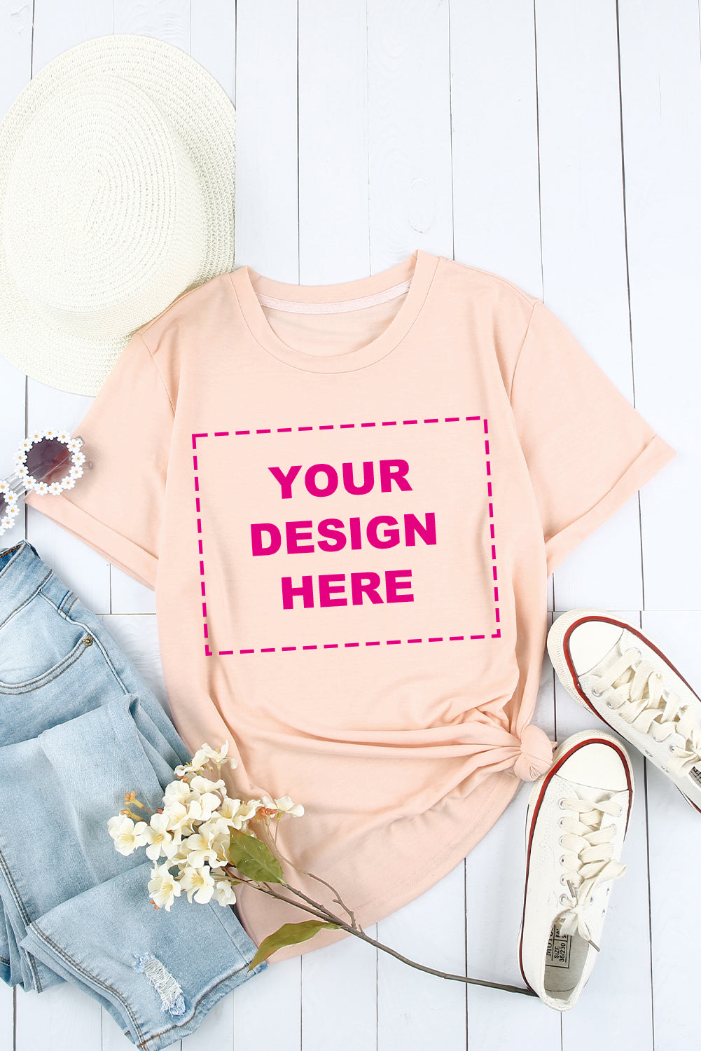 Blank Apparel - T-shirt ras du cou kaki uni personnalisé