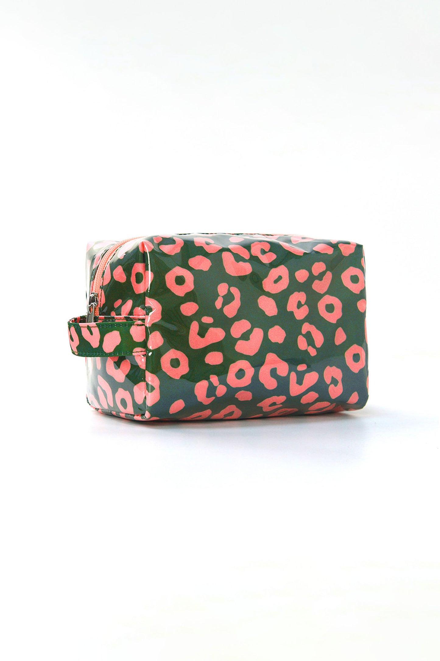 Blackish Green Leopard Print PVC Travel Makeup Organizer Cosmetic Bag