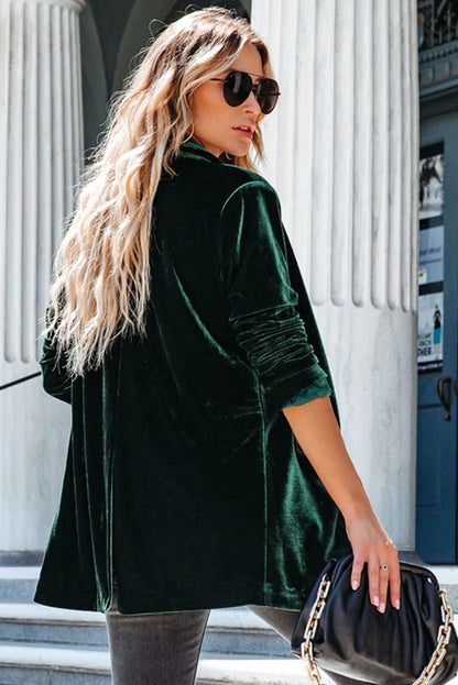 Blazer casual de terciopelo con bolsillos 