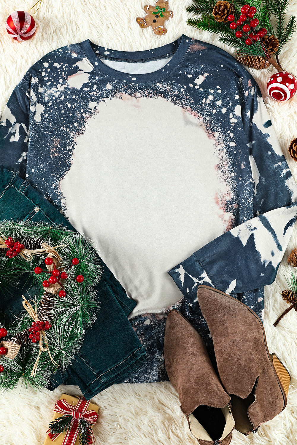 Multicolor Vintage Bleached Burning Vibe Pullover