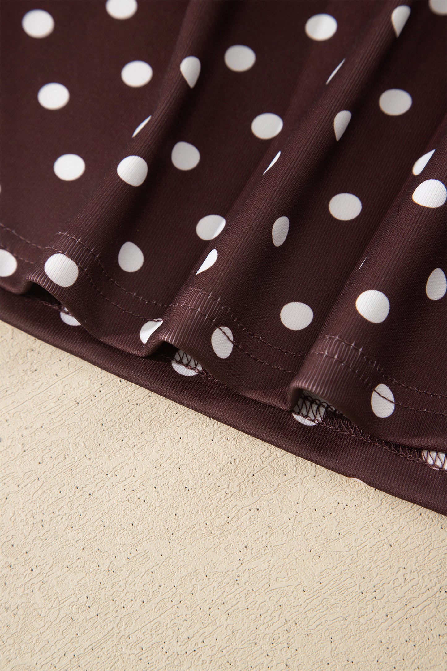 Brown Polka Dot Halter Tank Drawstring Elastic Waist Short Set