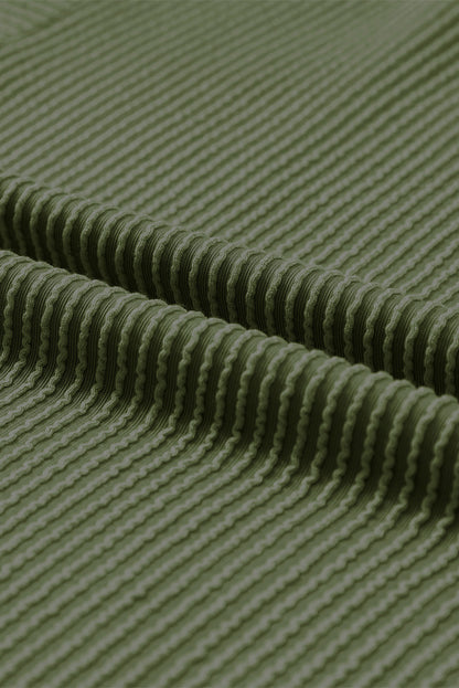 T-shirt ample vert jungle à cordon et col en V avec poche poitrine