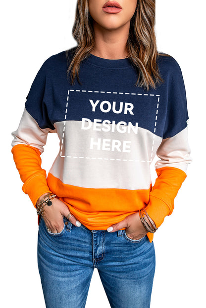 Sweat-shirt gris colorblock à coutures contrastées et fentes 