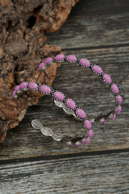 Pendientes Retro Círculo Turquesa En Forma De C