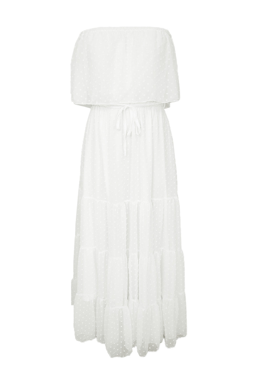 Yellow Yellow Off Shoulder Ruffle Swiss Dot Maxi Dress