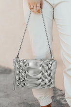 Silvery Woven Textured Fashion Leather Shoulder Bag