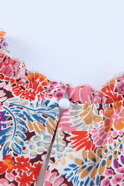 Camiseta sin mangas holgada con estampado floral multicolor