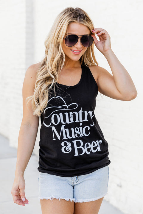 Letters Sunflower Graphic Tank Top
