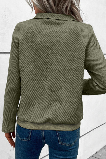 Sweat-shirt à poche kangourou boutonné en tricot texturé à flamme dorée