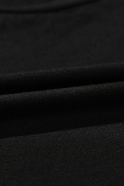 Robe noire grande taille à volants et manches patch léopard rayées 