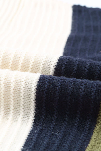 Pull rayé à épaules boutonnées et épaules tombantes 