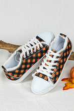 Orange Plaid Frayed Trim Lace-up Shoes