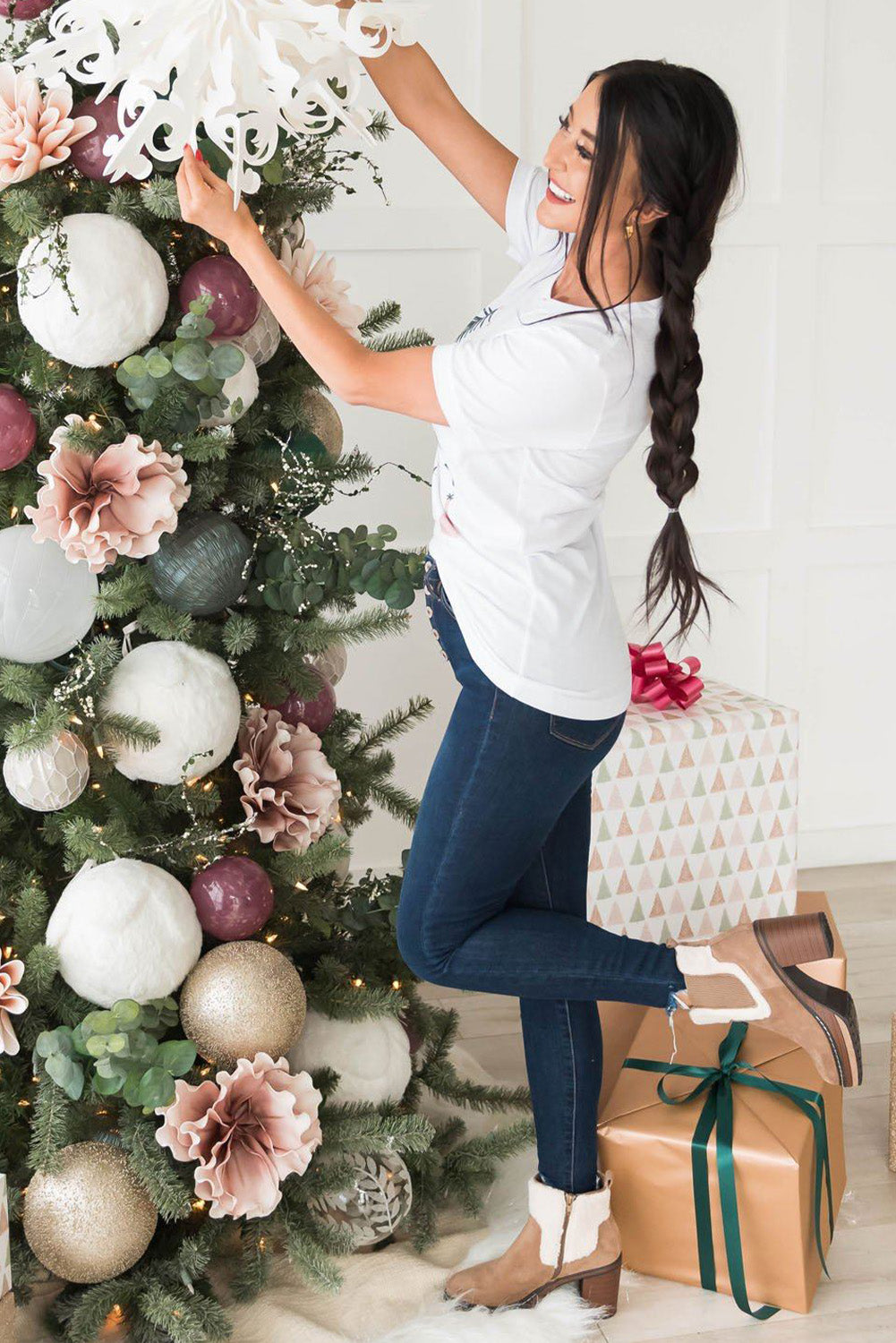 T-shirt à manches courtes avec imprimé graphique Santa Squad