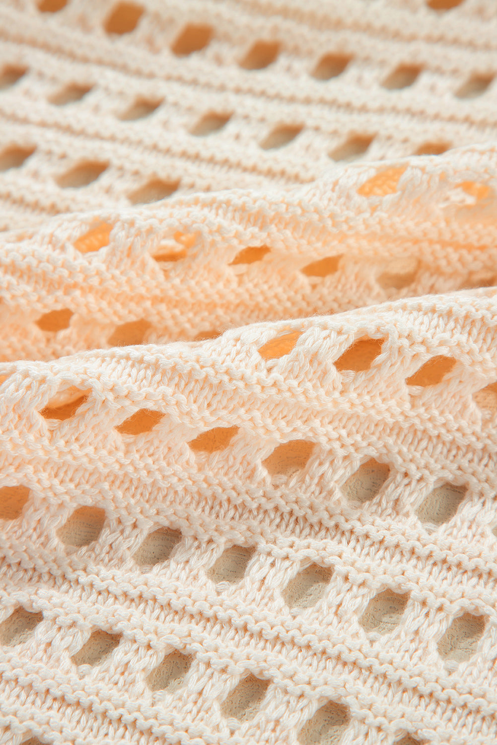 Cardigan long en maille ajourée de couleur unie abricot