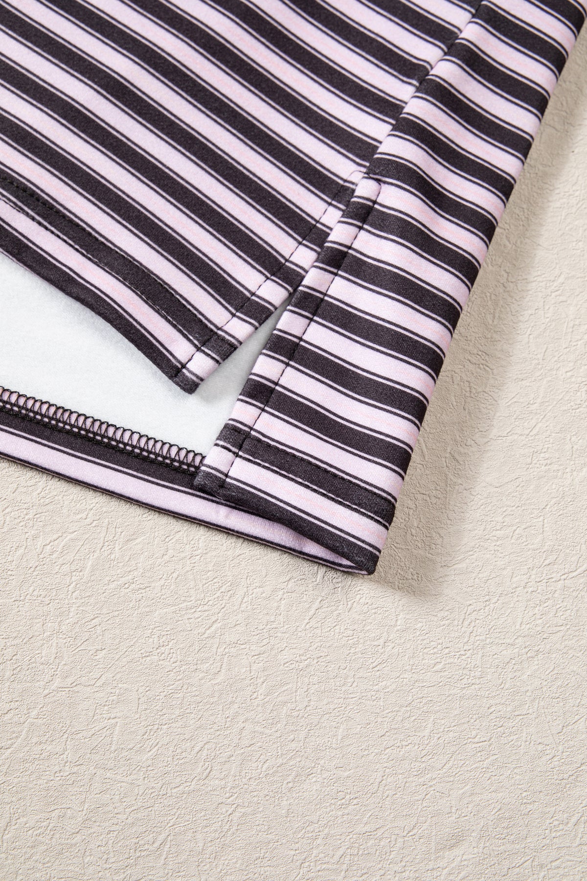 Brown Stripe Long Sleeve Oversized Top Pocketed Casual Shorts Two Piece Set