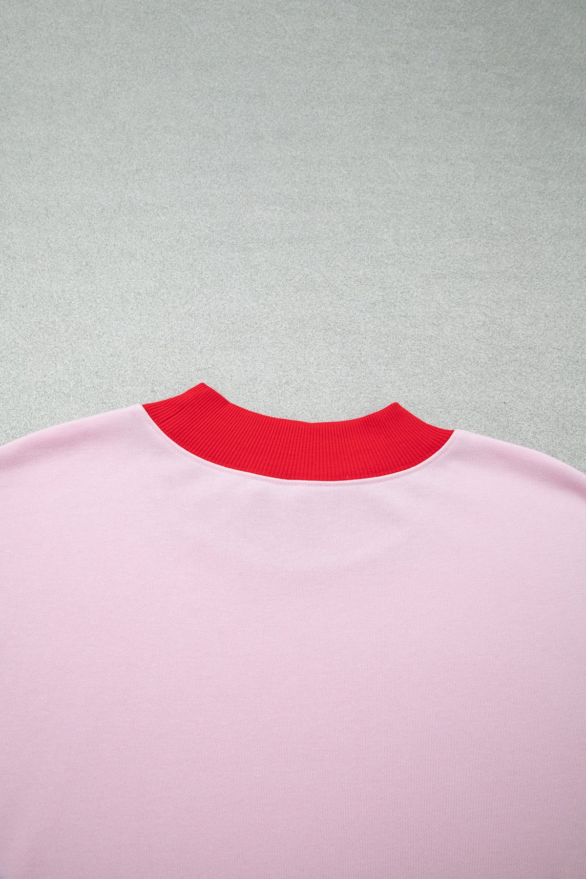 Pink Color Block Contrast Trim Plus Size Sweatshirt