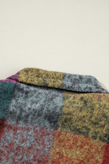 Gilet ample zippé à imprimé écossais multicolore avec poches latérales