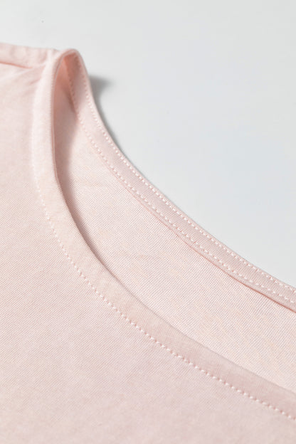 Gossamer Pink Long Sleeve Ruffle Cuff Casual Elegant Top