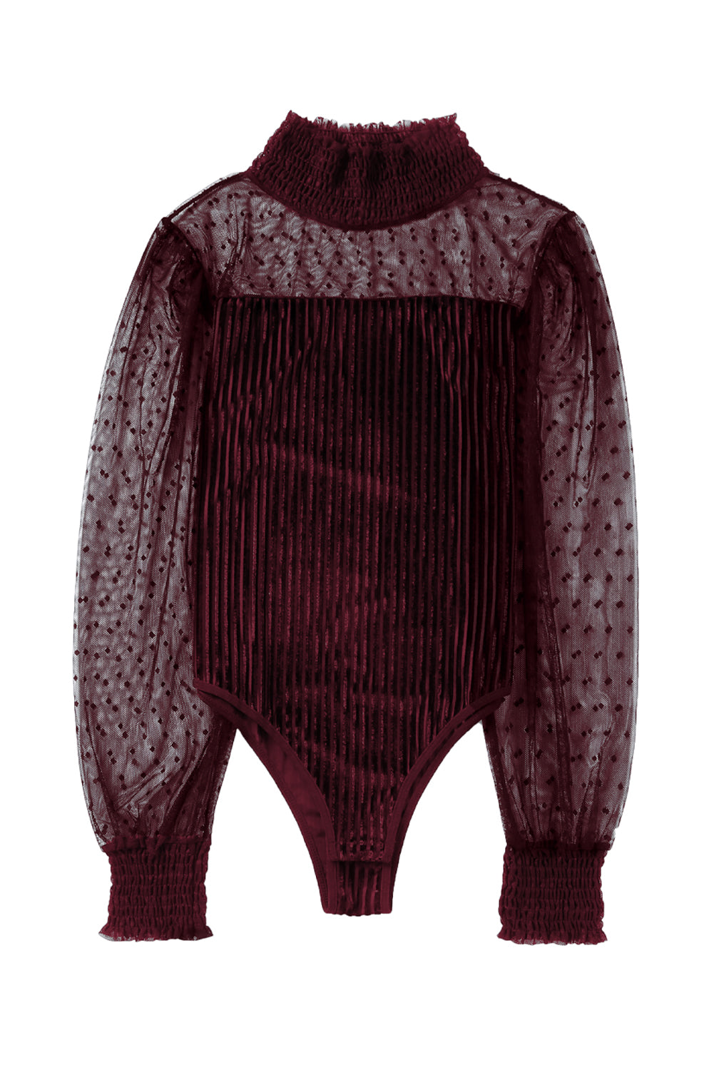 Body en velours côtelé à manches longues et pois transparents