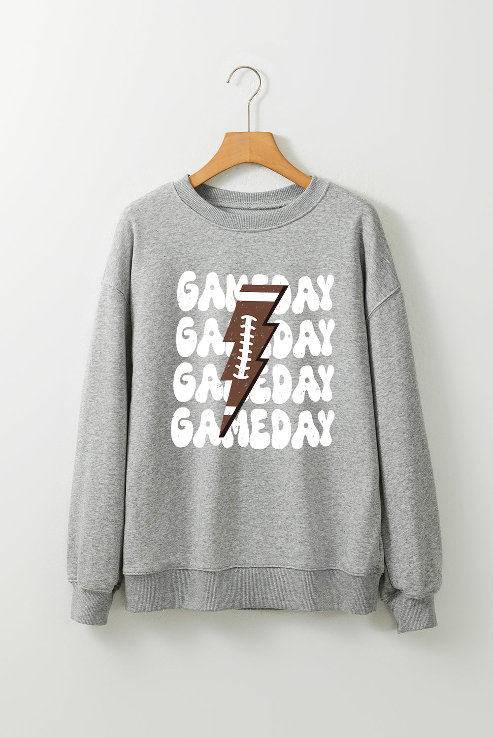 Sweat-shirt gris à imprimé GAME DAY Lightning Rugby Football